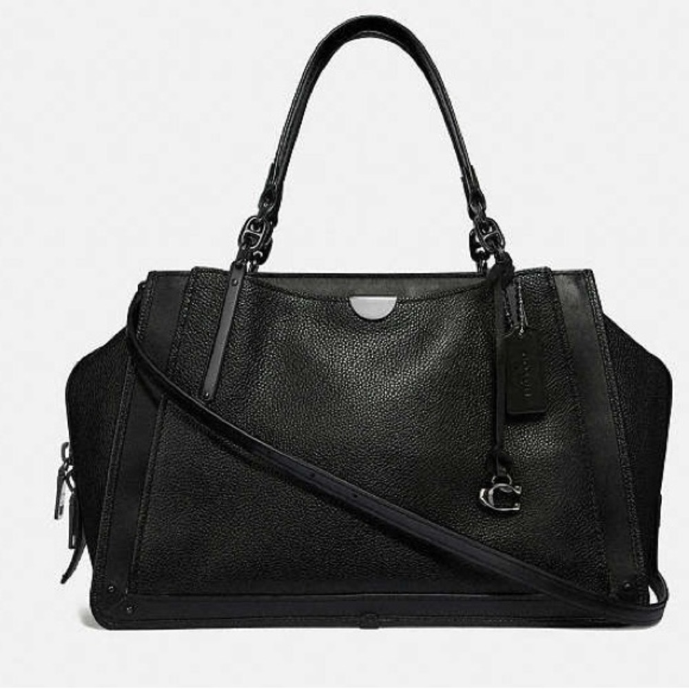 Coach Dreamer 36 Gunmetal Black Leather Tote Bag 38550 - Picture 1 of 15